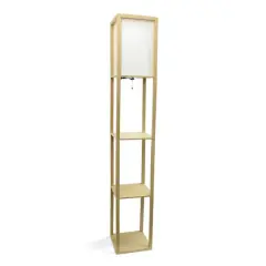 Lalia Home 5ft. Column Shelf Floor Lamp with Linen Shade Tan