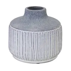 6" Gray Modern Terra Cotta Vase with Glazed Accent