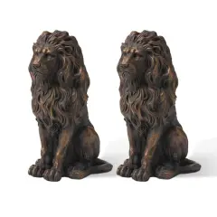 Glitzhome&reg; 20.5" Guardian Sitting Lion Statue Set