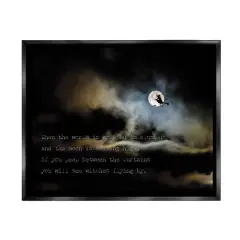 Stupell Industries Witch Flying By Moon Framed Floater Canvas Wall Art Black
