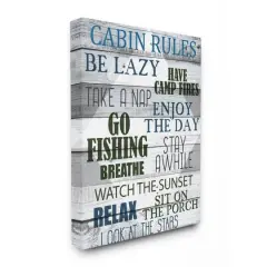 Stupell Industries Green, Black & Blue Cabin Rules Phrases Canvas Wall Art