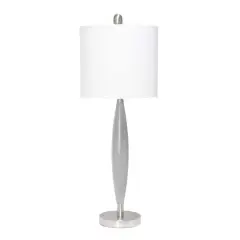 Lalia Home 27" Stylus Table Lamp with White Fabric Shade Gray