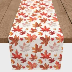 Watercolor Orange Leaf Pattern 16" x 72" Tablerunner