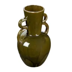 Hello Honey&reg; 8.5" Olive Green Reactive Glaze Stoneware Vase with Handles