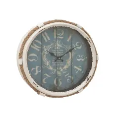 17" Blue Metal Coastal Wall Clock