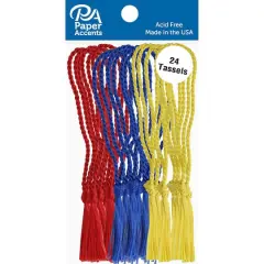PA Paper&trade; Accents Red, Royal & Maize Tassels, 24ct.