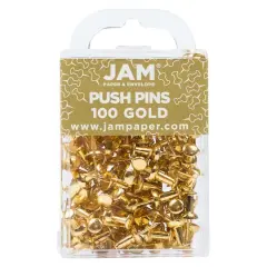 JAM Paper Colorful Standard Push Pins, 100ct. Gold