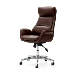 Glitzhome&reg; Mid-Century Modern Faux Leather Adjustable High Back Swivel Office Chair Coffee