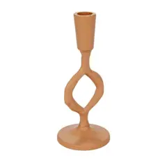 Hello Honey&reg; 7.5" Small Tan Decorative Cast Metal Taper Candle Holder