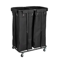 Household Essentials 2-Bag Rolling Laundry Sorter Black