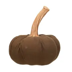 Hello Honey&reg; 9.25" Brown Flocked Pumpkin Accent