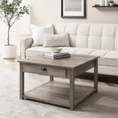 Walker Edison 30" Gray Square Country Coffee Table