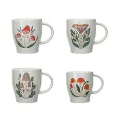 Hello Honey&reg; 14oz. Multicolor Mushrooms Stoneware Mugs, 4ct.