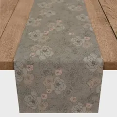90" Multi Floral Cotton Twill Runner Brown