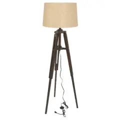 Hello Honey&reg; 5ft. Mid-Century Modern Wood Floor Lamp with Burlap Drum Shade