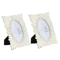 Glitzhome&reg; 2 Pack 4" x 6" White Ornate Resin Tabletop Picture Frames