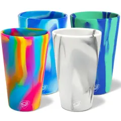 Silipint&reg; 16oz. Headwaters, Mountain Marble, Arctic Sky & Hippie Hops Silicone Pint Glasses, 4ct.