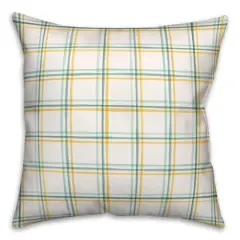 18" Plaid Indoor/Outdoor Pillow Green/Yellow
