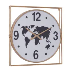 Gold Vintage Metal Wall Clock, 26" x 24"