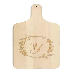 Floral Wreath Monogram Maple Paddle Cutting Board Y