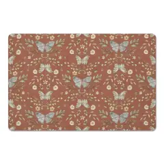 Butterfly Pattern Floor Mat Rust Orange