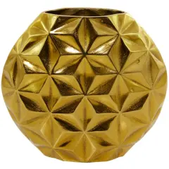 CosmoLiving by Cosmopolitan Aluminum Faceted Geometric Vase Gold