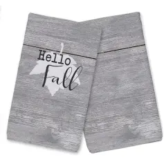 Hello Fall Gray Leaf Tea Towel Set