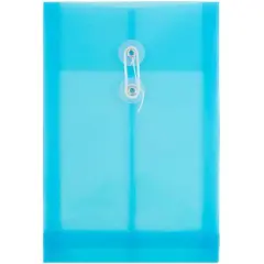 JAM Paper 6.25" x 9.25" Blue Plastic Button String Open End Envelopes, 12ct.