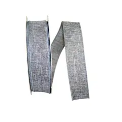 Reliant 1.5" x 50yd. Linen Wired Ribbon Gray