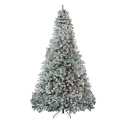 9ft. Pre-Lit Flocked Winema Pine Artificial Christmas Tree, Clear Lights