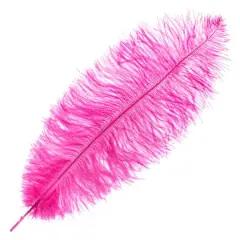 John Bead 11"-13" Ostrich Drab Feather Hot Pink