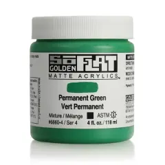 Golden&reg; SoFlat Matte Acrylic Paint, 4oz. Permanent Green