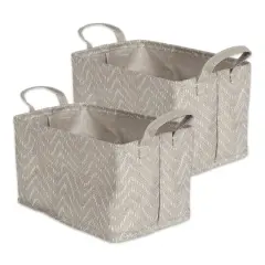 DII&reg; Medium Stone & Cream Tribal Chevron PE-Coated Woven Paper Laundry Bin, 2ct.