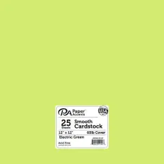 PA Paper&trade; Accents 12" x 12" 65lb. Smooth Cardstock, 25 Sheets Electric Green