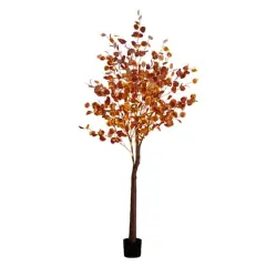 7ft. Pre-Lit Grand Autumn Eucalyptus Artificial Fall Tree with 420 Warm White LED Lights