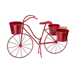 Glitzhome&reg; 2.5ft Red Metal Bicycle Plant Stand