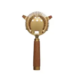 7.75" Gold Metal & Wood Cocktail Strainer by Ashland&reg;