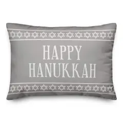 Gray Happy Hanukkah 14x20 Spun Poly Pillow