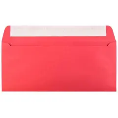 JAM Paper 4" x 9.5" Red Recycled Business Peel & Seal Envelopes, Bulk