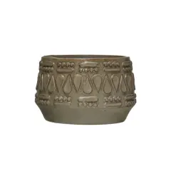 Hello Honey&reg; 4" Embossed Glazed Stoneware Planter