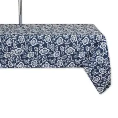 Nautical BlueFloral Print Outdoor Tablecloth with Zipper, 60" x 84"