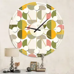 Designart 'Vintage Circular Design I Mid-Century Modern Wall Clock