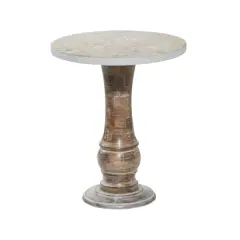 18" Gray Rustic Mango Wood Accent Table