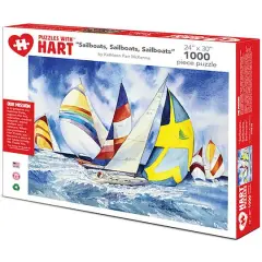 Hart Puzzles Sailboats, Sailboats, Sailboats by Kathleen Parr McKenna 1,000 Piece Jigsaw Puzzle