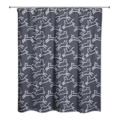 Kitty Shower Curtain Navy