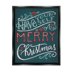 Stupell Industries Have Yourself Merry Christmas Phrase Framed Floater Canvas Wall Art Black