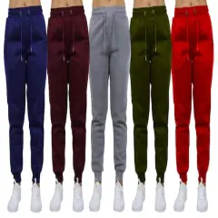 Galaxy by Harvic Women's Relaxed Fit Fleece-Lined Jogger Sweatpants 5 Pack Navy/Burgundy/Heather Gray/Olive/Red