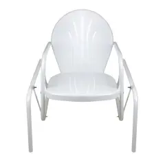 Outdoor Retro Metal Tulip Glider Patio Chair White