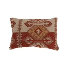 Aztec Pattern Woven Wool Blend Kilim Lumbar Pillow