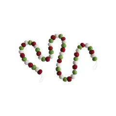 Hello Honey&reg; 6ft. Red, White & Green Wool Felt Ball Garland